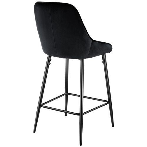 Lot 4 Chaises De Bar Dossier Aspect Velours Et Repose-pieds Noir