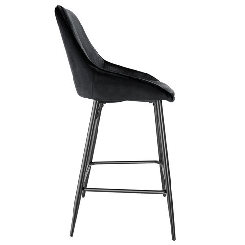 Lot 4 Chaises De Bar Dossier Aspect Velours Et Repose-pieds Noir