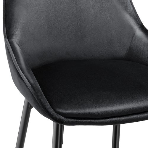 Lot 4 Chaises De Bar Dossier Aspect Velours Et Repose-pieds Noir