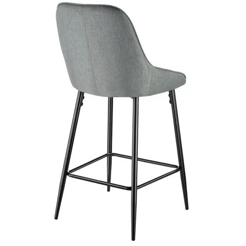 Lot 6 Chaises De Bar Dossier En Tissu Et Repose-pieds Gris/noir