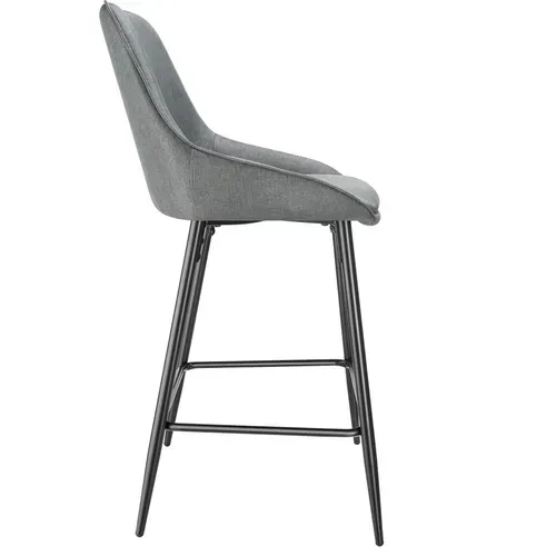 Lot 6 Chaises De Bar Dossier En Tissu Et Repose-pieds Gris/noir