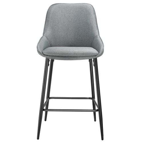 Lot 6 Chaises De Bar Dossier En Tissu Et Repose-pieds Gris/noir