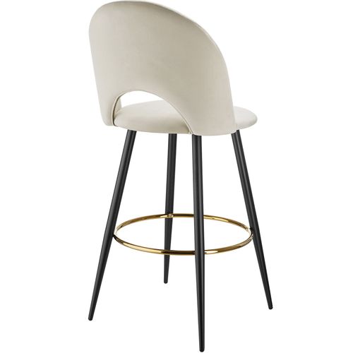 Lot 4 Chaises De Bar Aspect Velours Rembourré Crème Et Noir