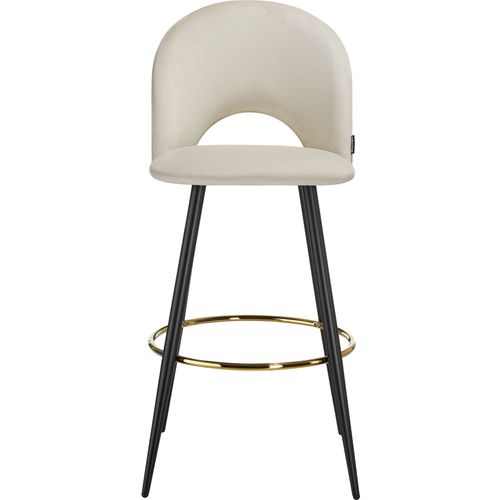 Lot 4 Chaises De Bar Aspect Velours Rembourré Crème Et Noir