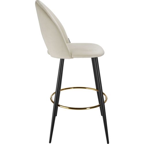 Lot 4 Chaises De Bar Aspect Velours Rembourré Crème Et Noir