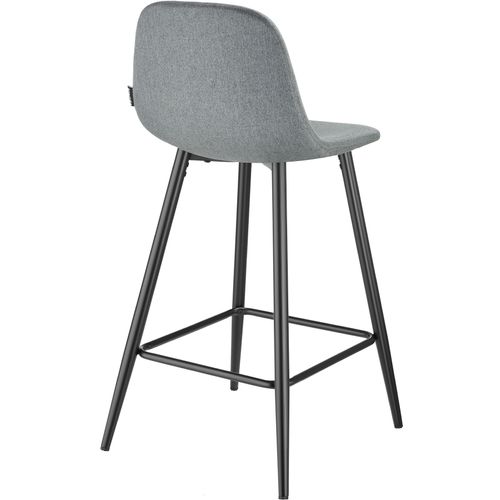 Lot 4 Chaises De Bar Rembourrées Avec Dossier Et Repose-pieds Gris