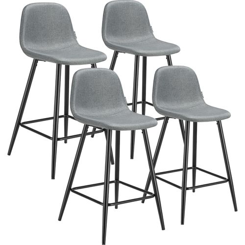 Lot 4 Chaises De Bar Rembourrées Avec Dossier Et Repose-pieds Gris