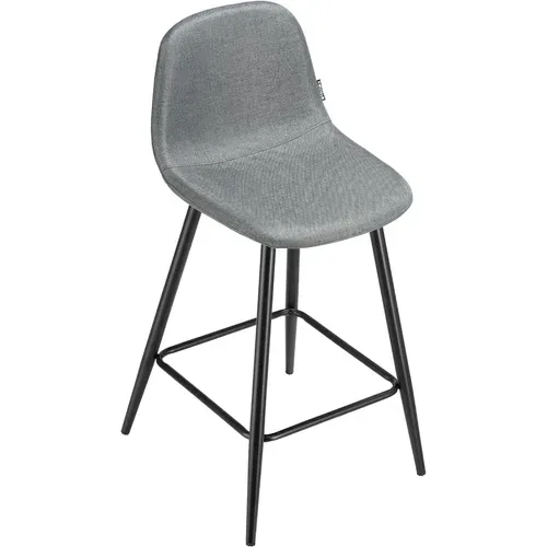 Lot 4 Chaises De Bar Rembourrées Avec Dossier Et Repose-pieds Gris