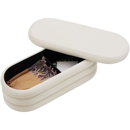 Banc Rembourré Altu En Bois Mdf Aspect Velours Crème/ Blanc