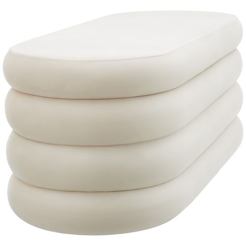 Banc Rembourré Altu En Bois Mdf Aspect Velours Crème/ Blanc