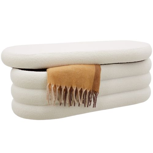 Banc Rembourré Altu En Bois Mdf Bouclé Crème/ Blanc