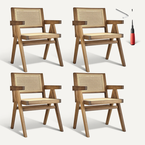 Lot De 4 Fauteuil Avec Accoudoirs Lissy En Bois Chêne Clair