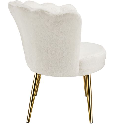 1 Fauteuil Stella En Acier Enduit De Poudre Fourrure Synthétique Crème/or