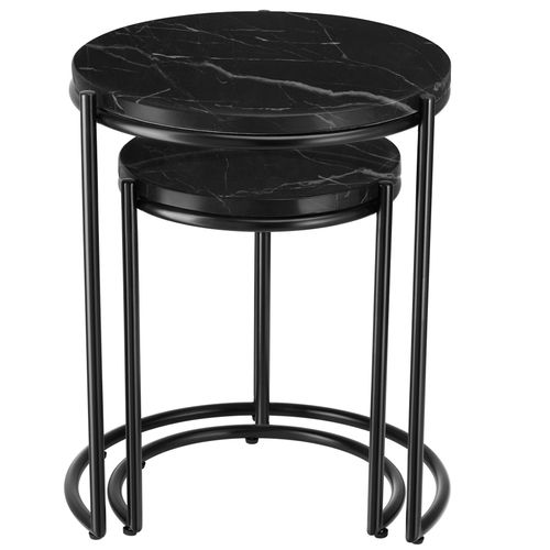 Lot De 2 Table D'appoint Elsa En Résine Noir/noir