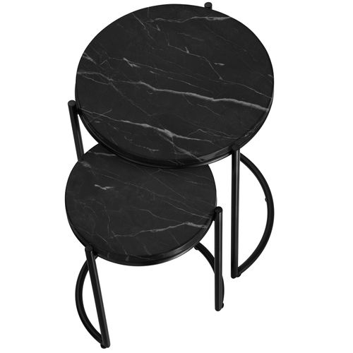 Lot De 2 Table D'appoint Elsa En Résine Noir/noir
