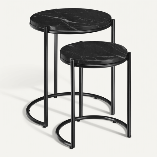 Lot De 2 Table D'appoint Elsa En Résine Noir/noir