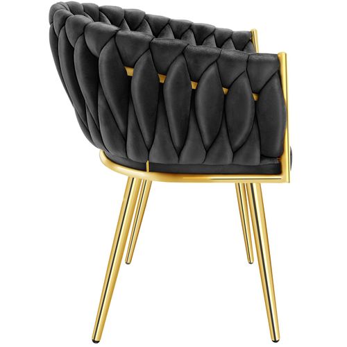 Lot De 4 Lot De Chaises De Salle À Manger Astano En Acier Enduit De Poudre/polyester Noir/or