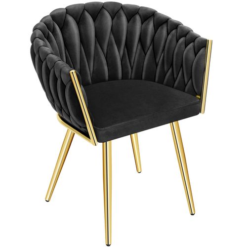 Lot De 4 Lot De Chaises De Salle À Manger Astano En Acier Enduit De Poudre/polyester Noir/or