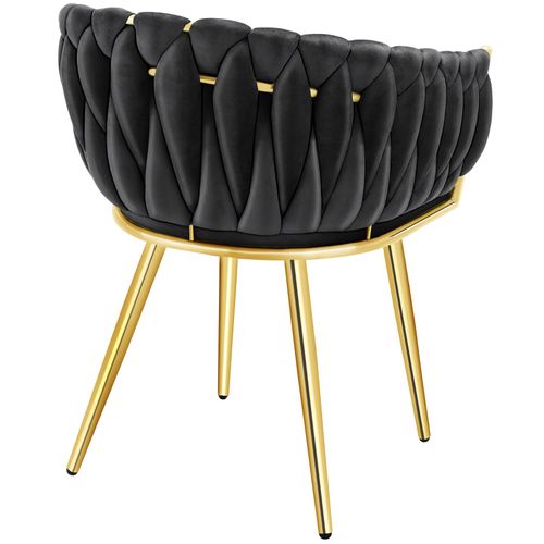 Lot De 4 Lot De Chaises De Salle À Manger Astano En Acier Enduit De Poudre/polyester Noir/or