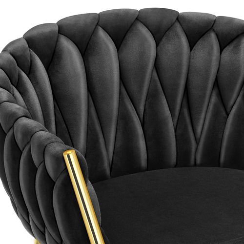 Lot De 4 Lot De Chaises De Salle À Manger Astano En Acier Enduit De Poudre/polyester Noir/or