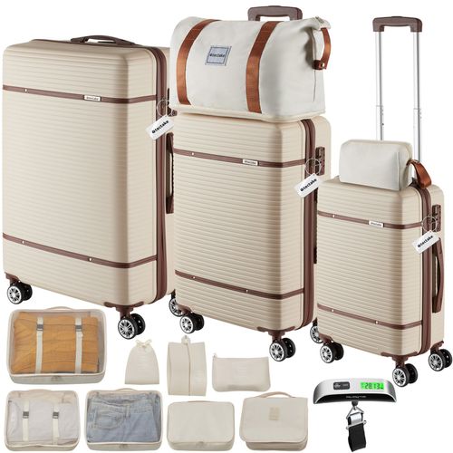 1 Ensemble De Valises De Voyage Madison En Plastique Abs Crème