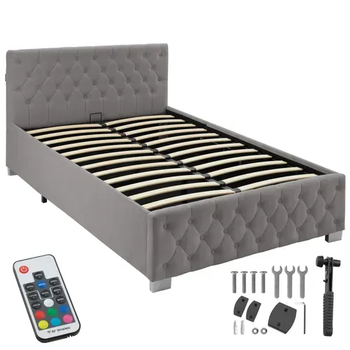 1 Lit Rembourré Sedona En Bois Gris Foncé