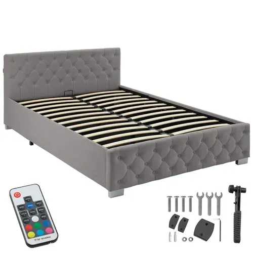 1 Lit Rembourré Venice En Bois Gris Foncé