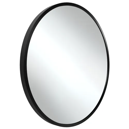 1 Miroir Mural Rond Fiona En Verre Noir