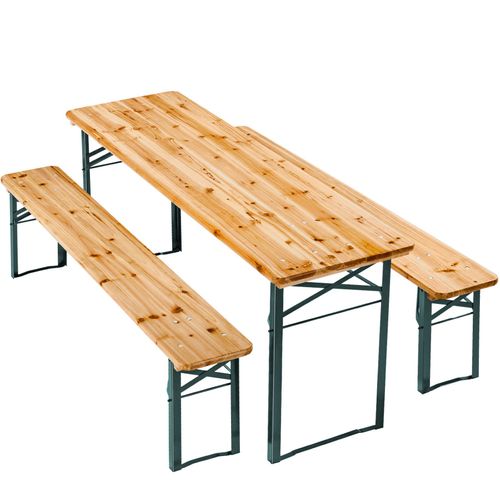 Ensemble Table Et Bancs De Brasserie 3 Pièces Pliables 8 Places