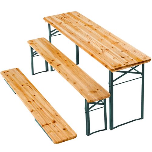 Ensemble Table Et Bancs De Brasserie 3 Pièces Pliables 8 Places
