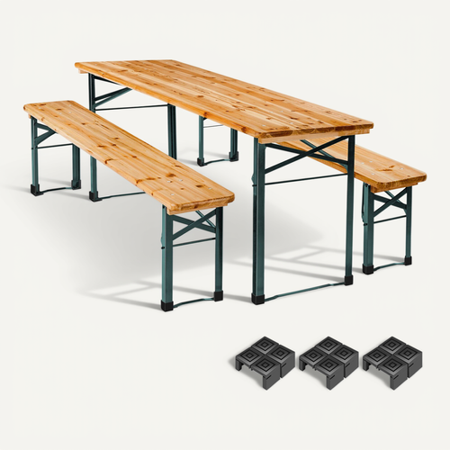 Ensemble Table Et Bancs De Brasserie 3 Pièces Pliables 8 Places