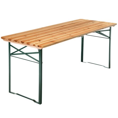 Ensemble Table Et Bancs Bois Sapin Acier Pliable Pour 8 Personnes