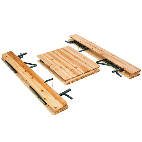 Ensemble Table Et Bancs Bois Sapin Acier Pliable Pour 8 Personnes