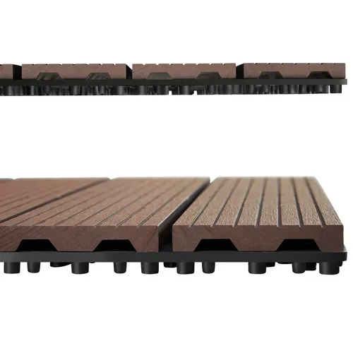 Lot De 22 Dalles De Terrasse Tegulas En Wpc Marron