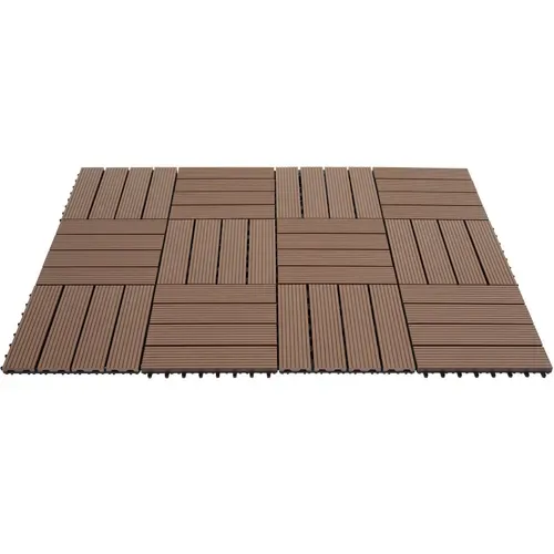 Lot De 22 Dalles De Terrasse Tegulas En Wpc Marron