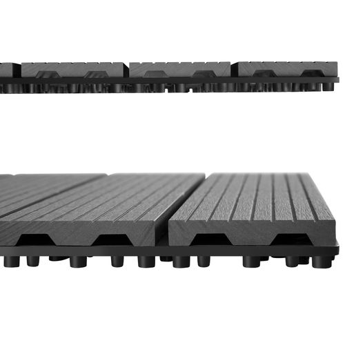 Lot De 22 Dalles Terrasse En Wpc Gris Aspect Bois 31x31x2,2 Cm Clic Stable Antidérapant