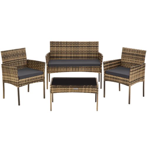 Salon De Jardin En Résine Tressée Marron Naturel  57 X 104 X 79 Cm