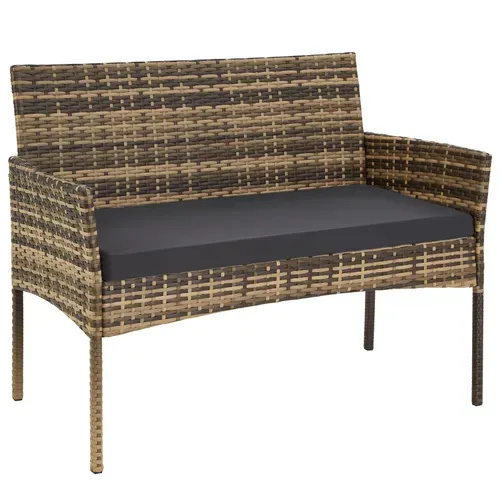 Salon De Jardin En Résine Tressée Marron Naturel  57 X 104 X 79 Cm