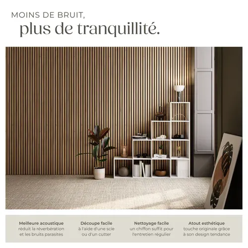Set De 4 Panneaux Acoustiques Aspect Bois En Chêne 60 X 120 X 2,1 Cm