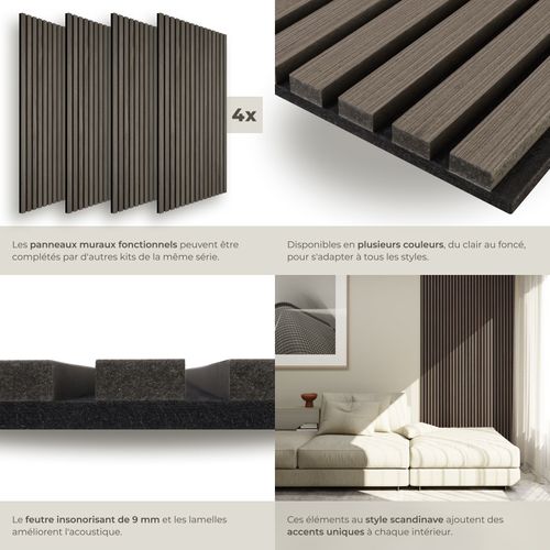 Panneaux Acoustiques Sonic Wall En Bois Mdf Chêne Gris