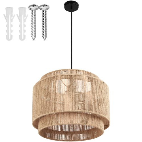 Suspension En Jute Style Bohème Lignea Lux En Jute, Acier Marron Naturel