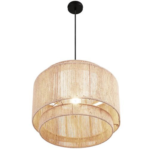 Suspension En Jute Style Bohème Lignea Lux En Jute, Acier Marron Naturel
