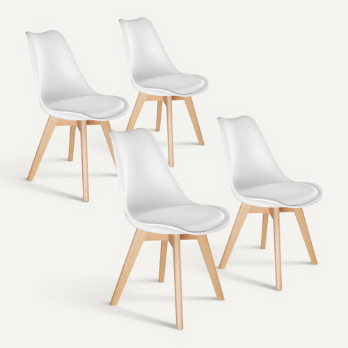 Lot De 4 Ensemble De Chaises De Salle À Manger Frédérique En Polypropylène Blanc