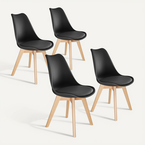 Lot De 4 Ensemble De Chaises De Salle À Manger Frédérique En Polypropylène Noir