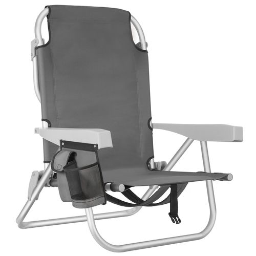Chaise De Plage Aluminium Pliable Dossier Réglable Sac Dos Gris 63x62x78 Cm Confort Transport
