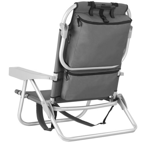 Chaise De Plage Aluminium Pliable Dossier Réglable Sac Dos Gris 63x62x78 Cm Confort Transport