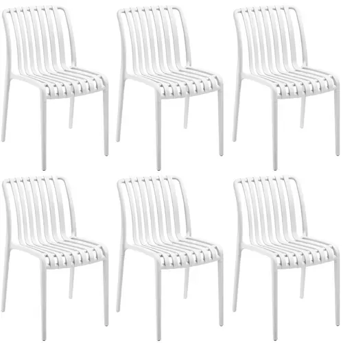 Lot 6 Chaises De Jardin Résistantes Intempéries Empilables Crème