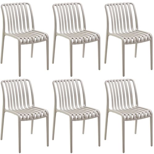 Lot 6 Chaises De Jardin Résistantes Intempéries Empilables Taupe
