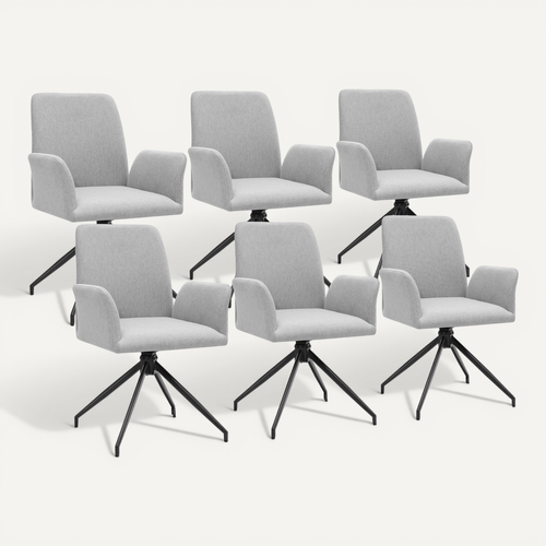 Lot De 6 Chaise De Bureau Pivotante Daya En Polyester, Acier Gris Clair