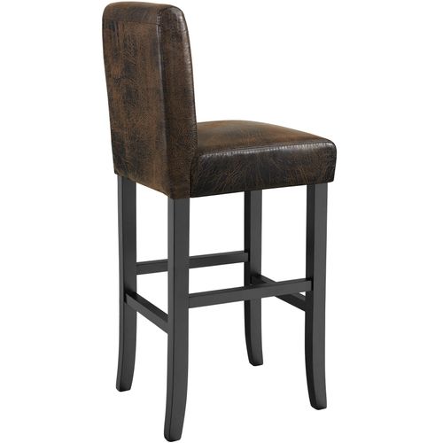 Lot De 6 Tabourets De Bar Bois Simili Avec Dossier Marron Foncé